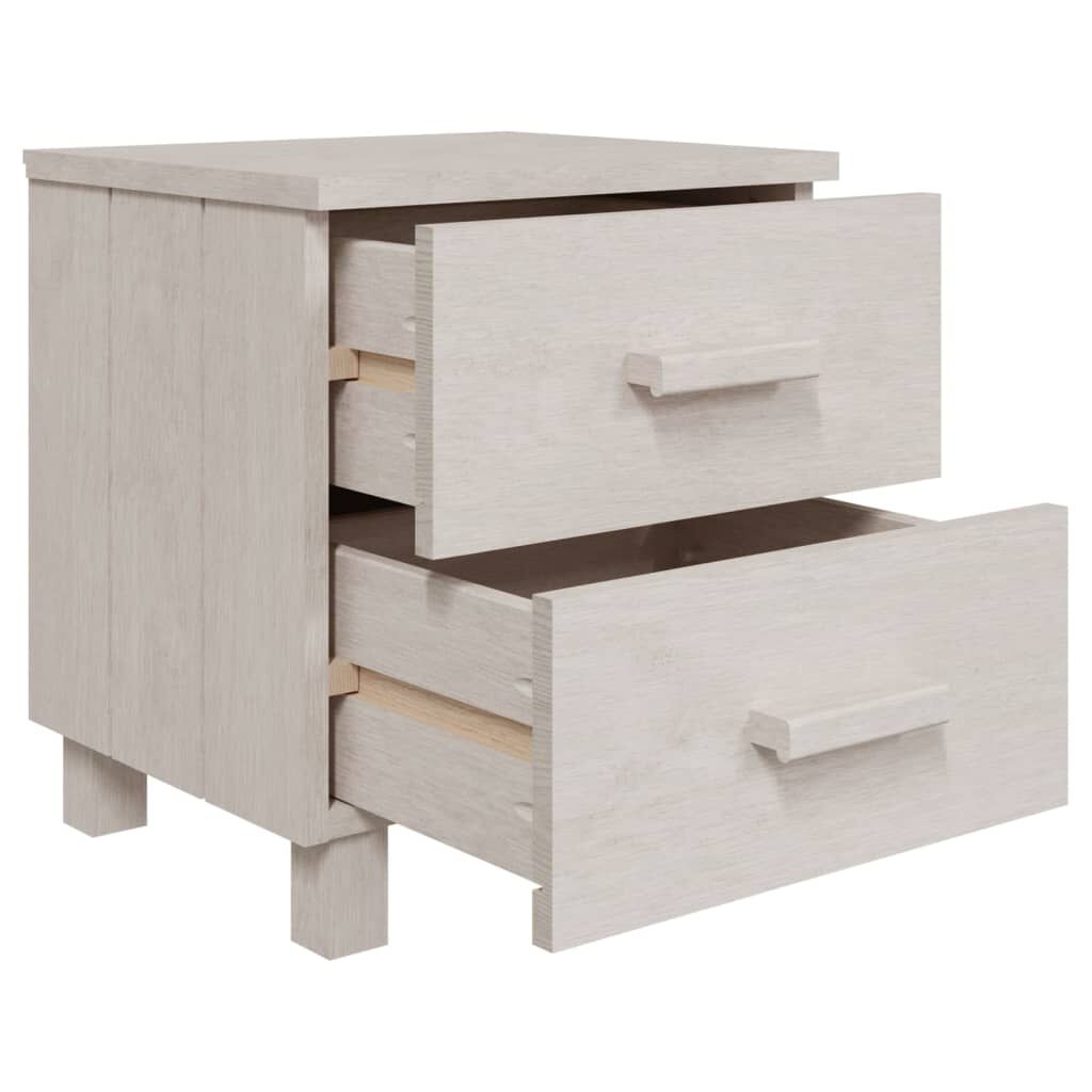 vidaXL Κομοδίνο HAMAR 2 Τεμ. Λευκά 40 x 35 x 44,5εκ. Μασίφ Ξύλο Πεύκου