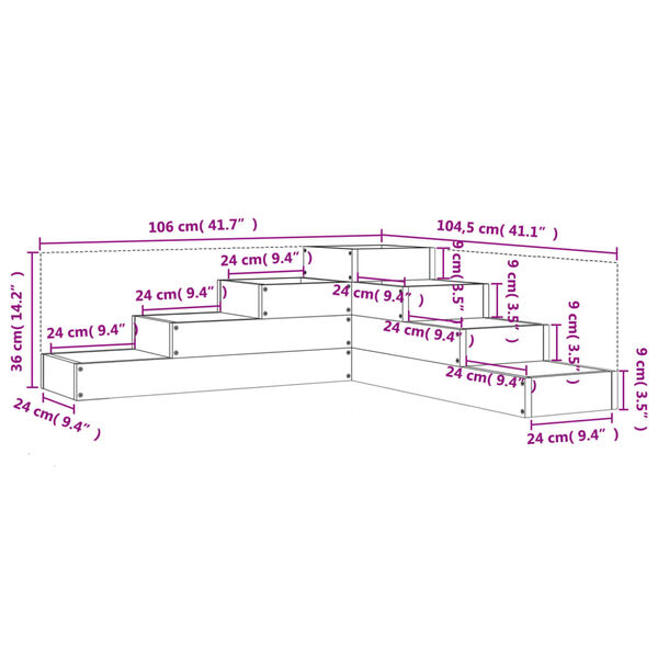 vidaXL Ζαρντινιέρα Κήπου 4 Επιπέδων 106x104,5x36 εκ. Μασίφ Ξύλο Πεύκου