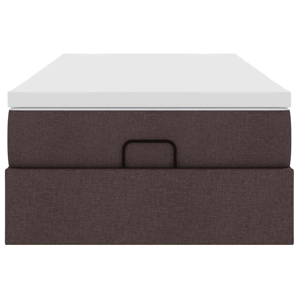 vidaXL Οθωμανικό κρεβάτι με στρώμα σκούρο καφέ 90x200cm ύφασμα