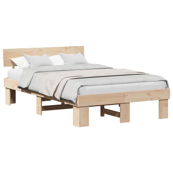 vidaXL Σκελετός Κρεβατιού Καφέ 120 x 200 cm Μασίφ ξύλο πεύκου