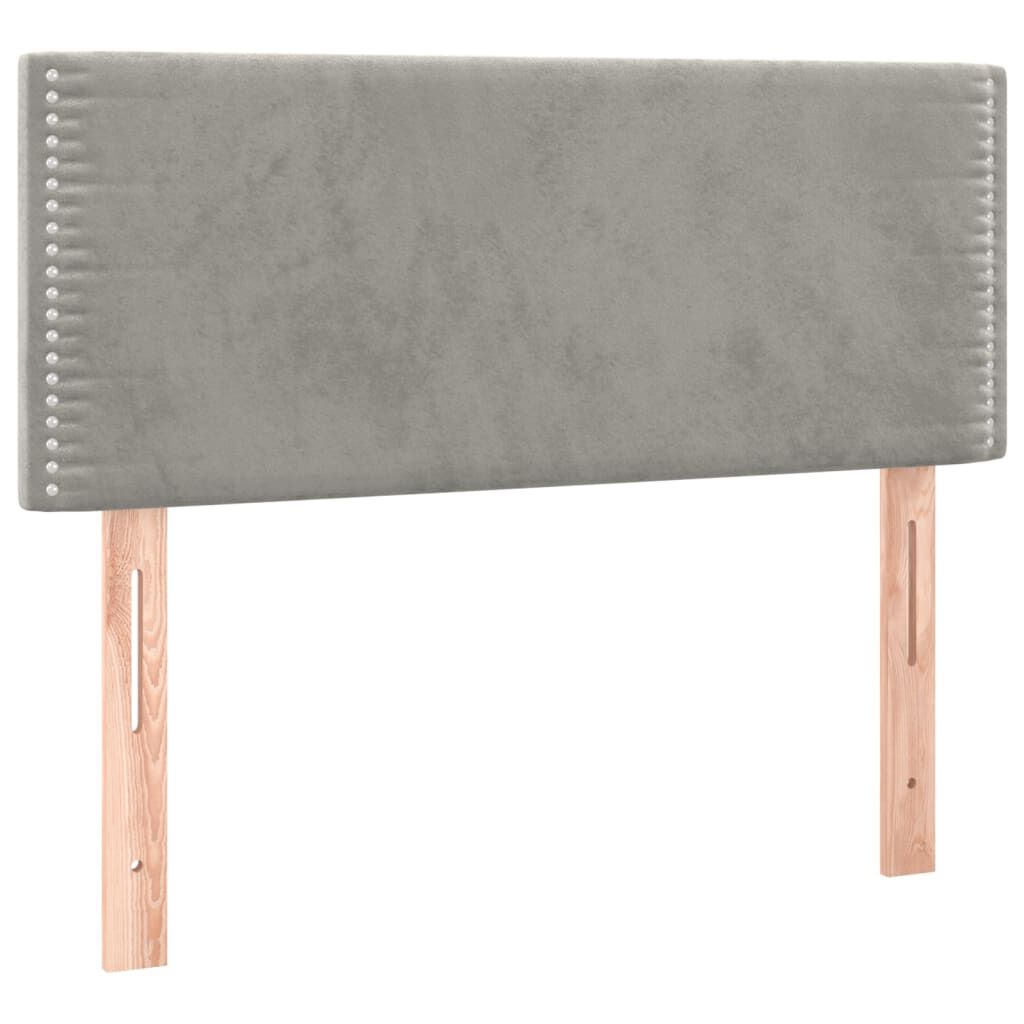 vidaXL Κρεβάτι Boxspring με Στρώμα & LED Αν.Γκρι 100x200 εκ. Βελούδινο