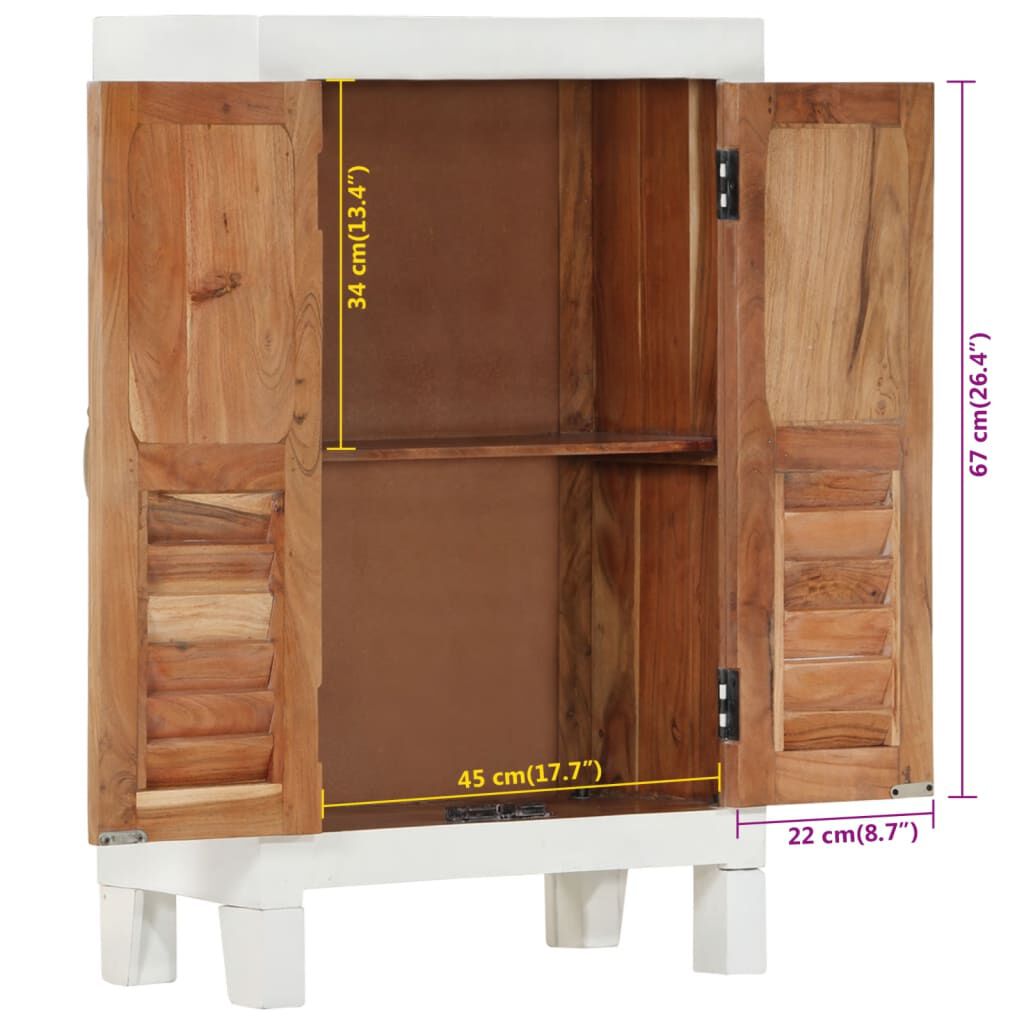 vidaXL Ντουλάπι Λευκό 55 x 30 x 90 εκ. από Μασίφ Ξύλο Ακακίας