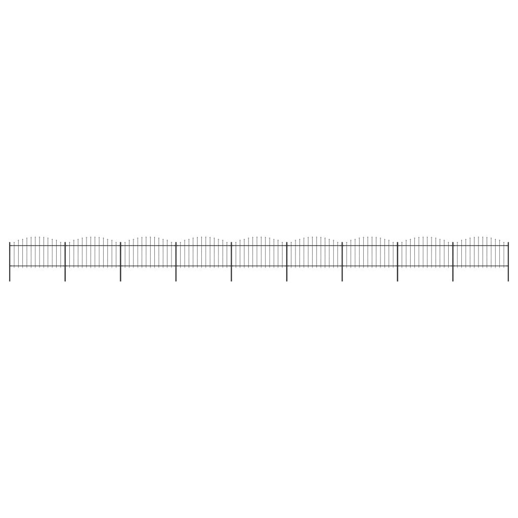 vidaXL Κάγκελα Περίφραξης με Λόγχες Μαύρα (1,25-1,5)x15,3 μ. Ατσάλινα