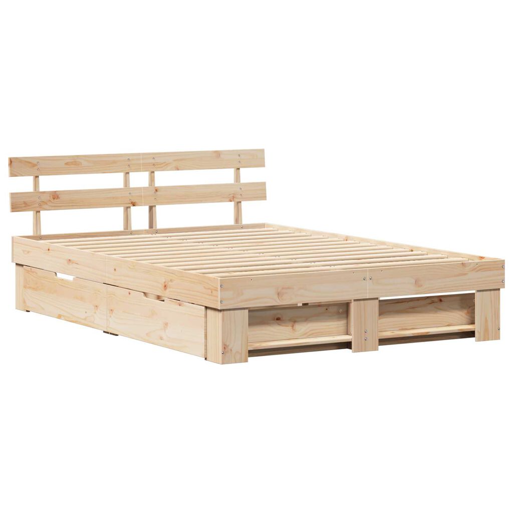 vidaXL Σκελετός Κρεβατιού Καφέ 150 x 200 cm Συμπαγές ξύλο πεύκου