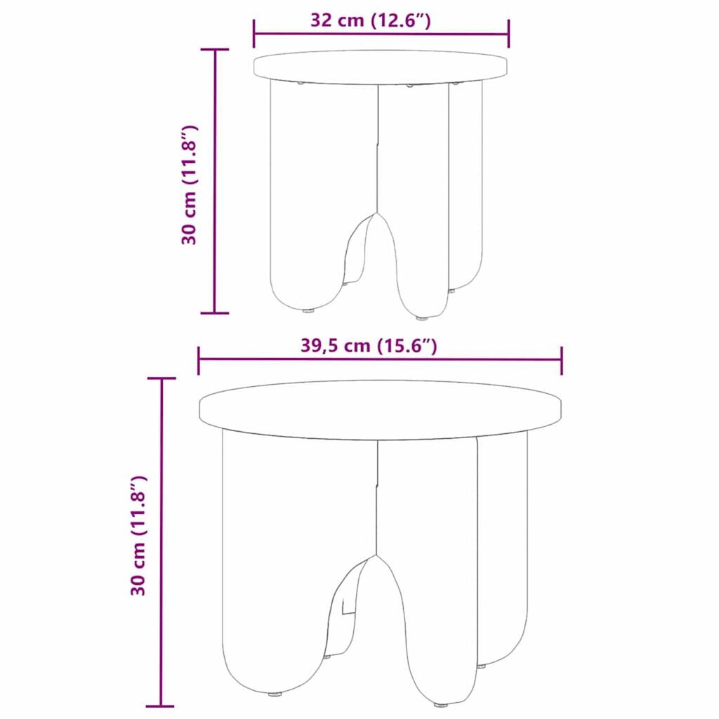 vidaXL Τραπεζάκι σαλονιού 2 pcs Λευκό 39.5 x 39.5 x 30 εκ.
