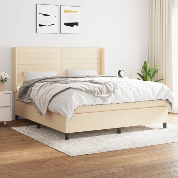vidaXL &Kappa;&rho;&epsilon;&beta;ά&tau;&iota; Boxspring &mu;&epsilon; &Sigma;&tau;&rho;ώ&mu;&alpha; &Kappa;&rho;&epsilon;&mu; 180x200 &epsilon;&kappa;. &Upsilon;&phi;&alpha;&sigma;&mu;ά&tau;&iota;&nu;&omicron;