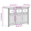 vidaXL Μπουφές BODO Γκρι 115,5x43x200,5 εκ. από Μασίφ Ξύλο Πεύκου