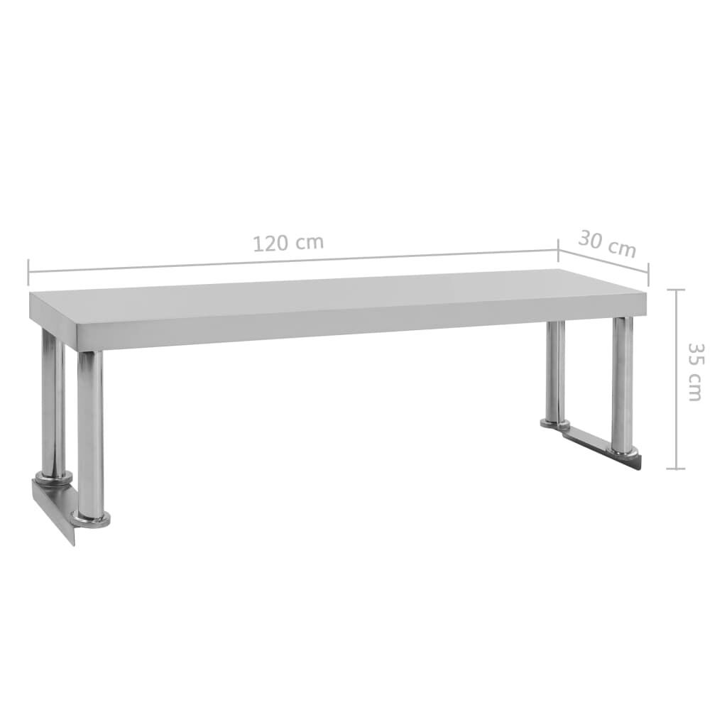 vidaXL Τραπέζι Εργασίας Κουζίνας με Ράφι 120x60x120 εκ. Ανοξ. Ατσάλι