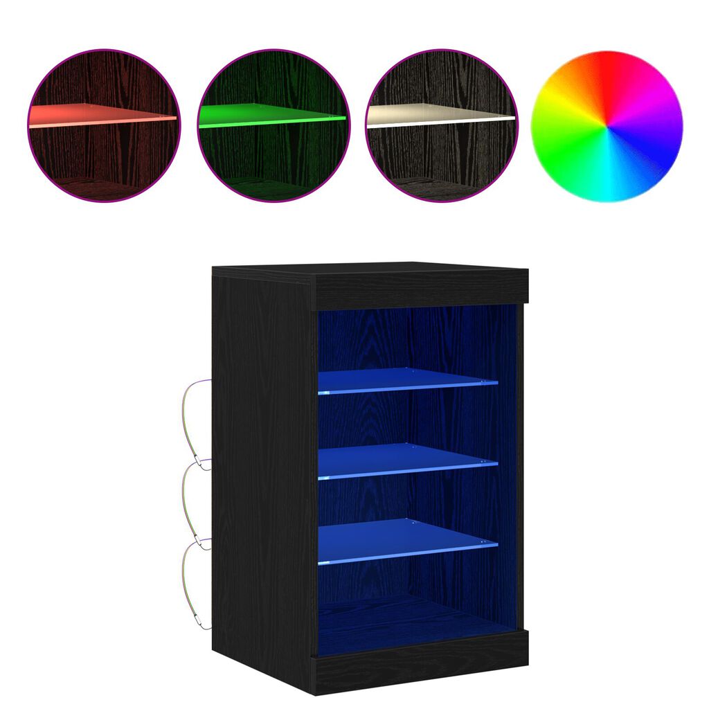 vidaXL Μπουφές με LED Φώτα Μαύρο Δρυς 41x37x67 εκ.