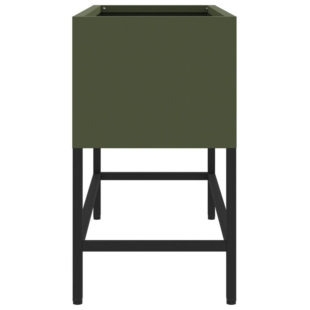 vidaXL Υψωμένος Κηπευτικός Κάδος 60x26x45 εκ. Ελιά Πράσινο Χάλυβα