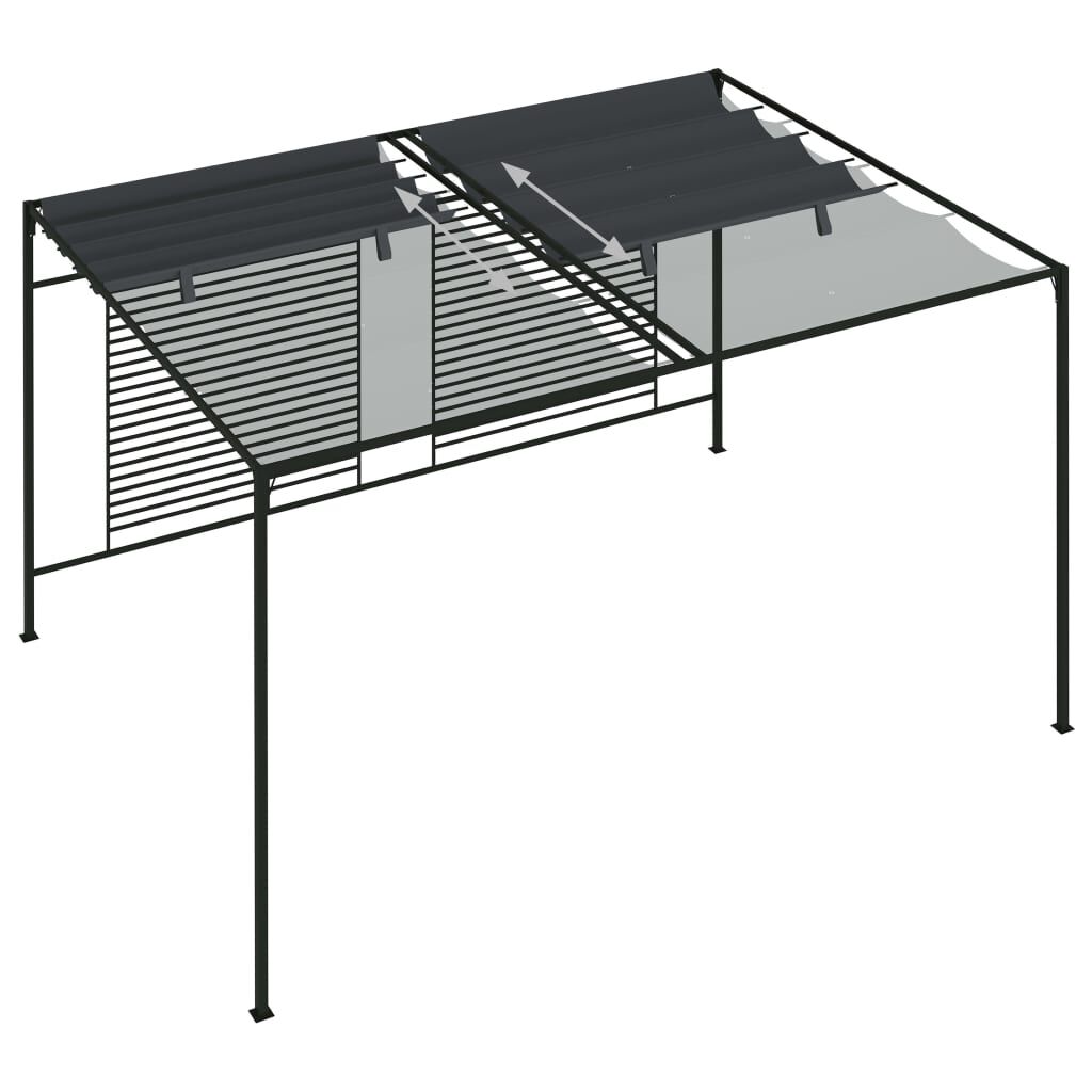 vidaXL Πέργκολα με Πτυσσόμενη Οροφή Ανθρακί 4 x 3 x 2,3 μ. 180 γρ./μ²