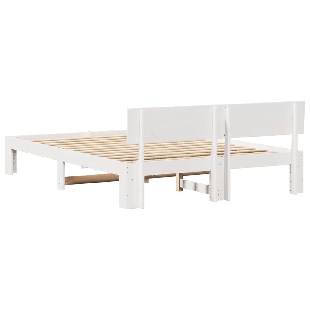vidaXL Σκελετός Κρεβατιού Λευκό 140 x 200 cm Μασίφ ξύλο πεύκου