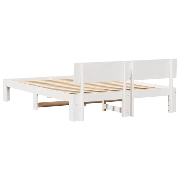 vidaXL Σκελετός Κρεβατιού Λευκό 140 x 200 cm Μασίφ ξύλο πεύκου