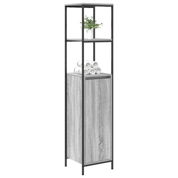 vidaXL Ντουλάπι μπάνιου με ράφια Γκρι Sonoma 36x35x165 εκ.