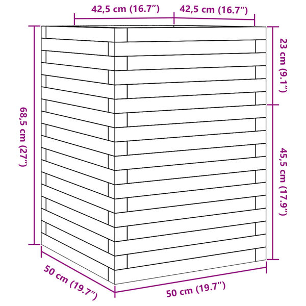 vidaXL Ζαρντινιέρα 50x50x68,5 εκ. Εμποτισμ. Ξύλο Πεύκου
