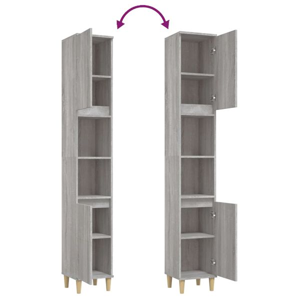 vidaXL Ντουλάπι Μπάνιου Γκρι Sonoma 30x30x190 εκ. Επεξεργασμένο Ξύλο