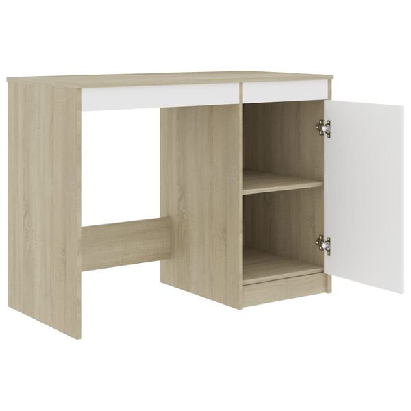 vidaXL Γραφείο Λευκό / Sonoma Δρυς 100 x 50 x 76 εκ. από Μοριοσανίδα