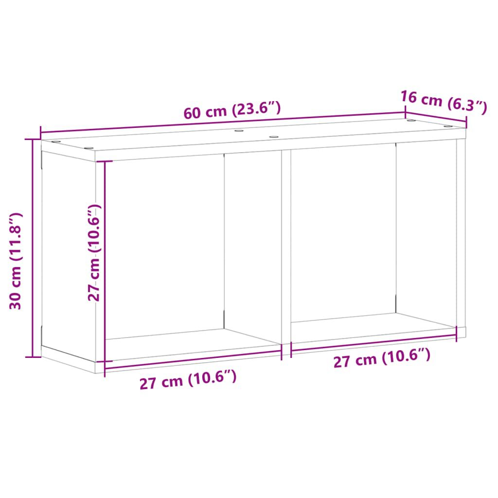vidaXL Ντουλάπι Τοίχου Καπνιστή Δρυς 60x16x30 εκ. Επεξεργασμένο Ξύλο