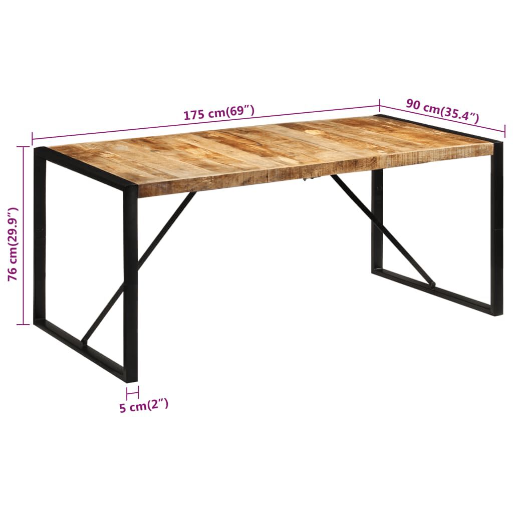 vidaXL Τραπεζαρία 175x90x76 εκ. από Μασίφ Ακατέργαστο Ξύλο Μάνγκο