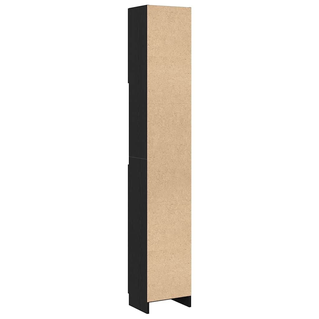 vidaXL Ντουλάπι Μπάνιου Μαύρο Δρυς 32x25,5x190 εκ. Επεξ. Ξύλο