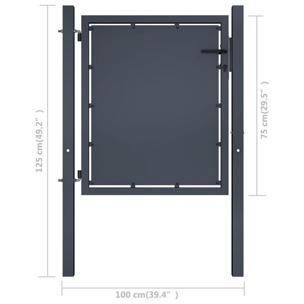 vidaXL Πόρτα Περίφραξης Κήπου Ανθρακί 100 x 75 εκ. Ατσάλινη