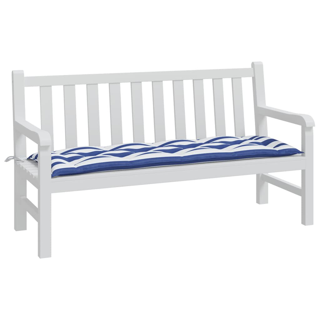 vidaXL Μαξιλάρι Πάγκου Κήπου Μπλε&Λευκό Ριγέ 150x50x7 εκ Ύφασμα Oxford