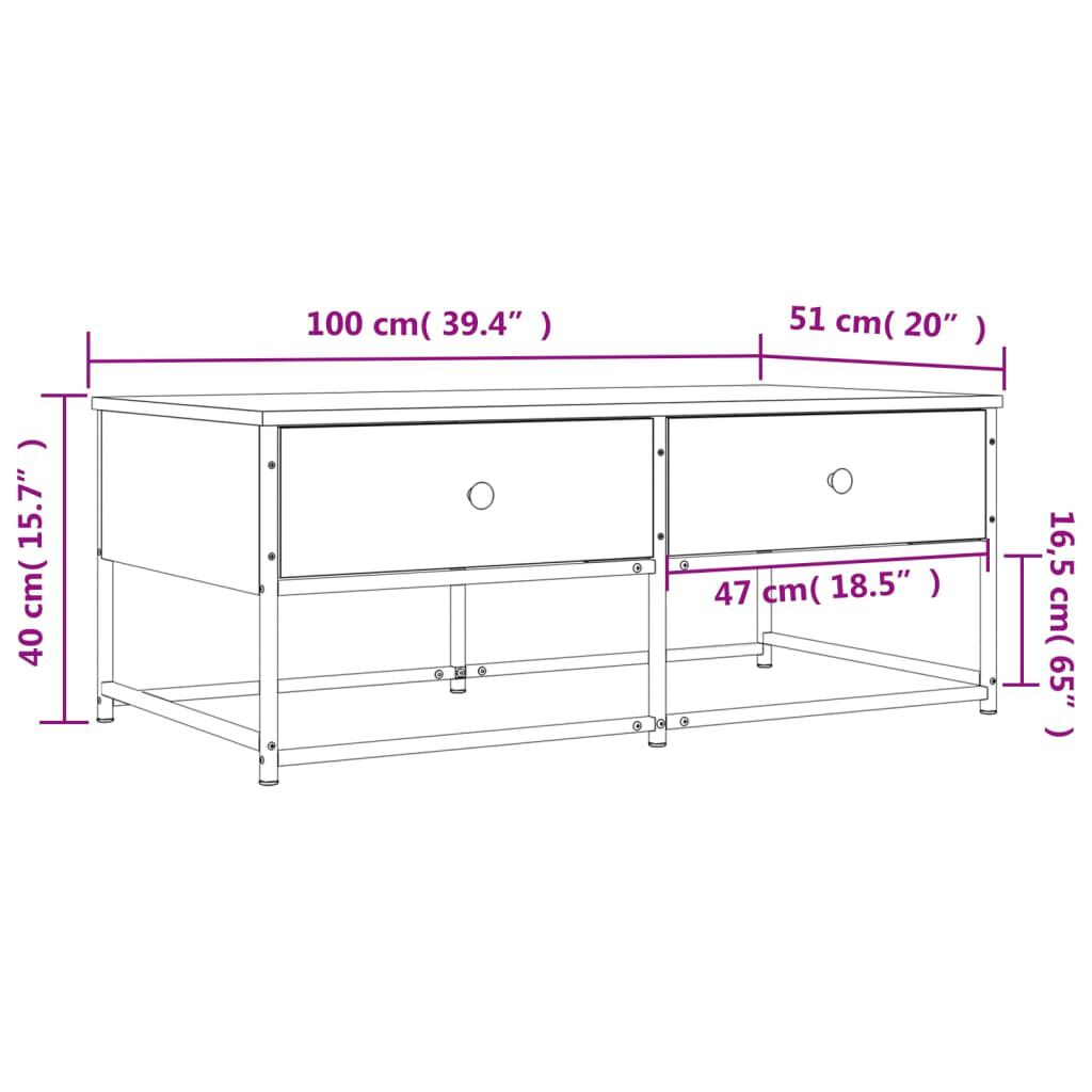 vidaXL Τραπεζάκι Σαλονιού Γκρι Sonoma 100x51x40 εκ. Επεξεργασμένο Ξύλο