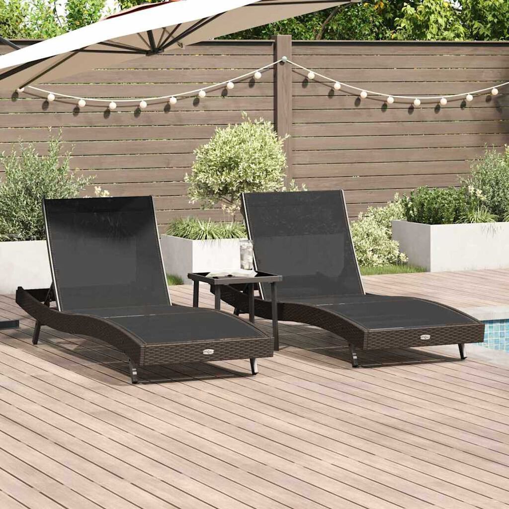 vidaXL Ήλιος Λάουτζερ 3 pcs Καφέ 40 x 40 x 40.5 εκ συνθετικό ρατάν