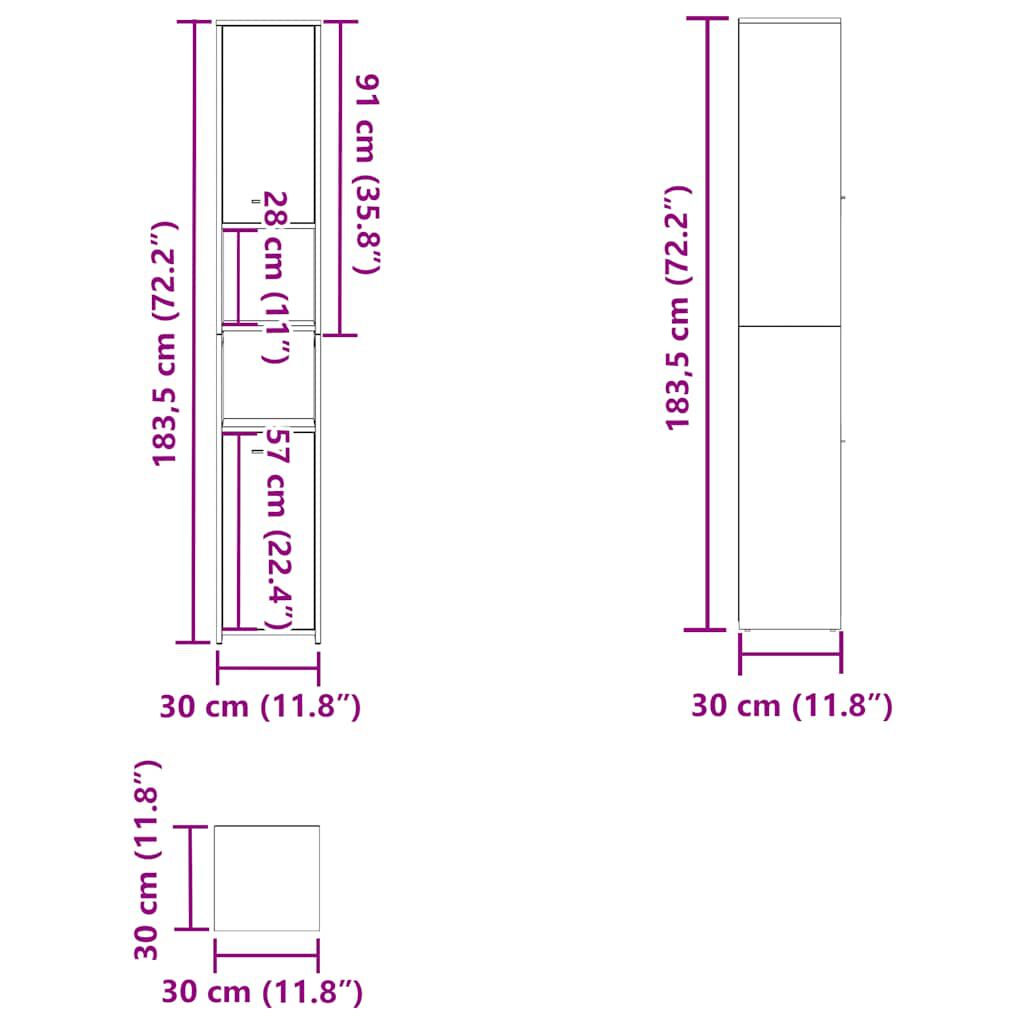 vidaXL Στήλη Μπάνιου Γκρι Σκυροδέματος 30x30x183,5 εκ. Επεξεργ. Ξύλο