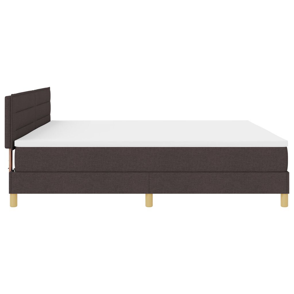 vidaXL Κρεβάτι Box Spring με Στρώμα Σκούρο Καφέ 200x200 εκ. Ύφασμα