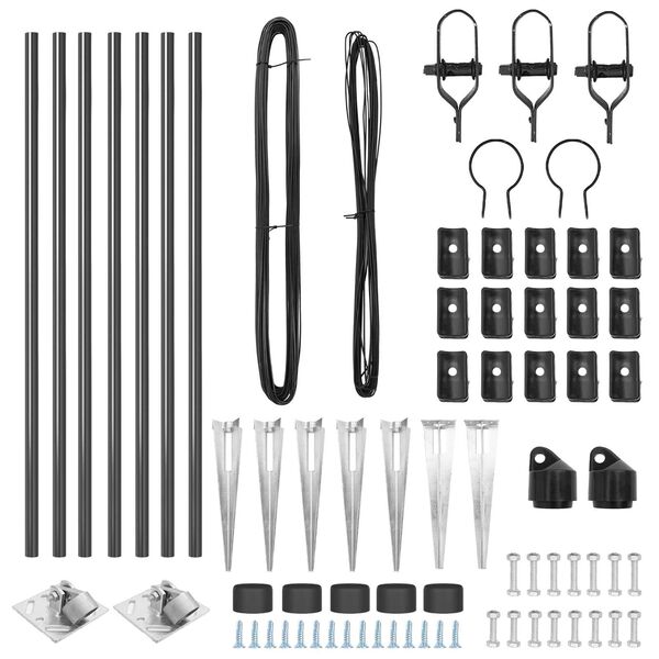 vidaXL Σετ Πόστες Φράκτη 7 pcs Γκρι Ø32mm 60 εκ Μέταλλο