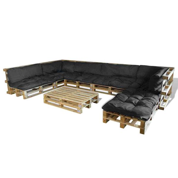 vidaXL Μαξιλάρι για καναπέ παλέτας 13 pcs Μαύρο 120 x 80 x 10 εκ