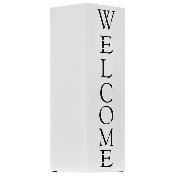 vidaXL Ομπρελοθήκη με Σχέδιο «Welcome» Λευκή Ατσάλινη