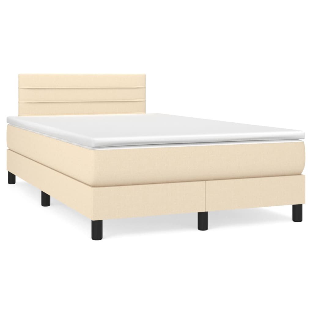 vidaXL Κρεβάτι Boxspring με Στρώμα Κρεμ 120x200 εκ. Υφασμάτινο