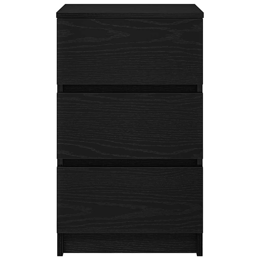 vidaXL Κομοδίνο με 3 συρτάρια Μαύρο 39x35x65 εκ.
