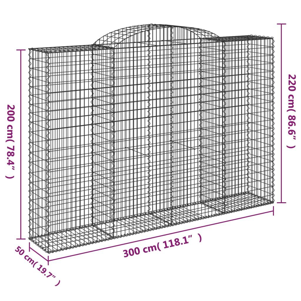 vidaXL Συρματοκιβώτια Τοξωτά 7 τεμ. 300x50x200/220 εκ. Γαλβαν. Ατσάλι
