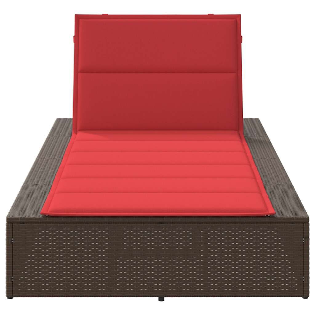 vidaXL Ξαπλώστρα με πλωτό μαξιλάρι Brown Poly Rattan