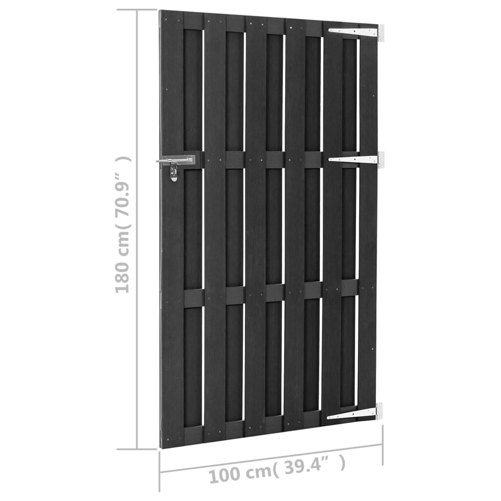 vidaXL Πόρτα Φράχτη Γκρι 100 x 180 εκ. από WPC