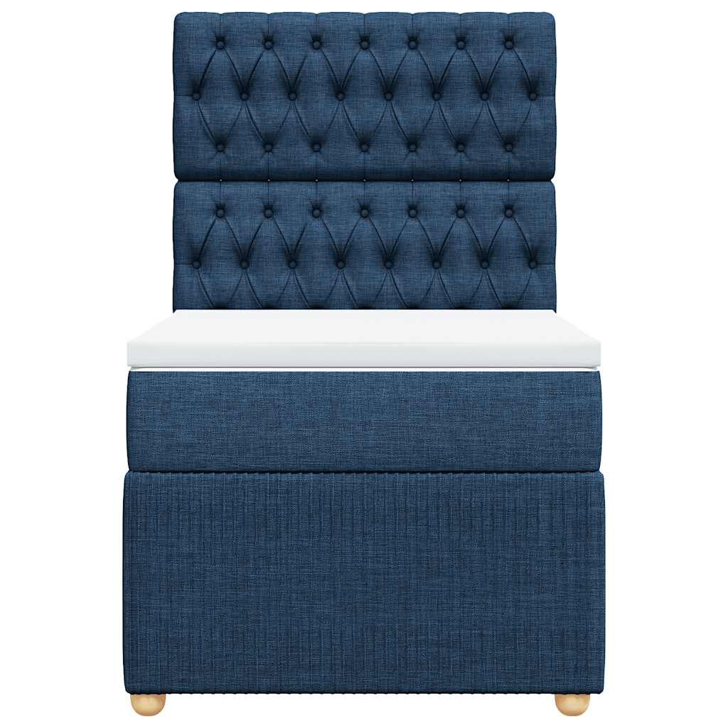vidaXL Κρεβάτι Boxspring με Στρώμα Μπλε 90x200 εκ.Υφασμάτινο