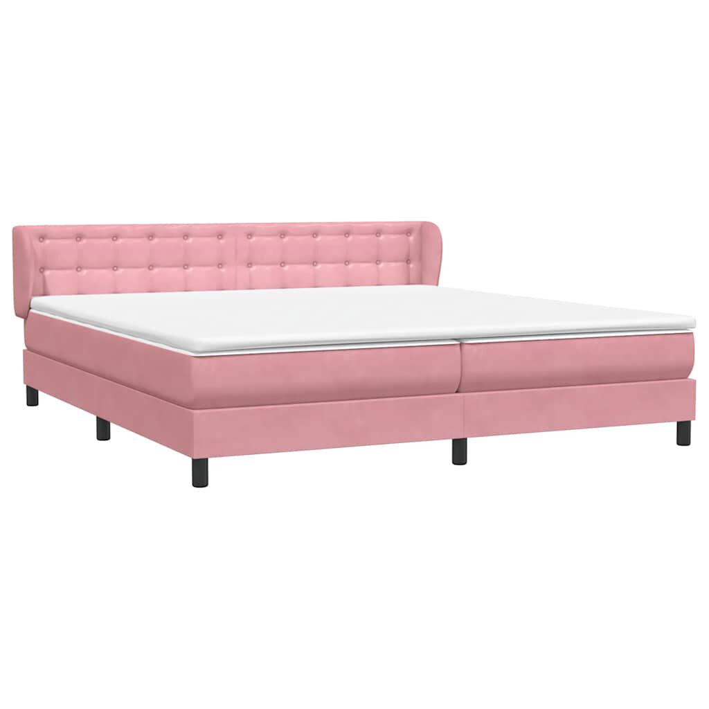 vidaXL Κρεβάτι με στρώματα ροζ 180x220 cm Βελούδινο