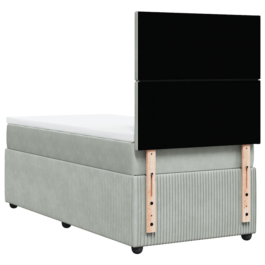 vidaXL Κρεβάτι Boxspring με Στρώμα Ανοιχτό Γκρι 100x200 εκ. Βελούδινο
