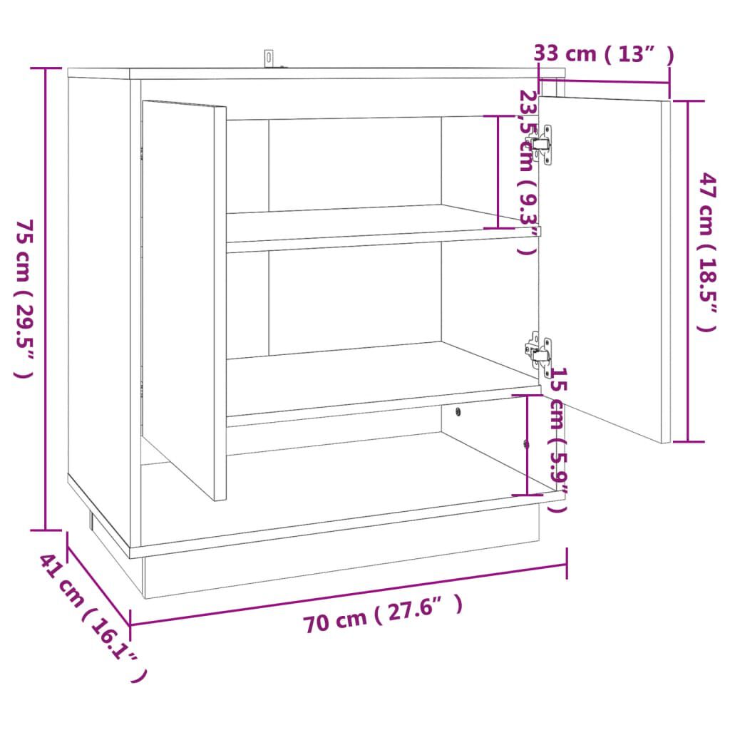 vidaXL Μπουφές Καπνιστή Δρυς 70x41x75 εκ. από Επεξεργασμένο Ξύλο