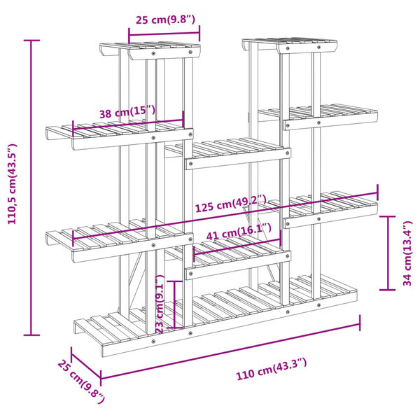 vidaXL Βάση Λουλουδιών 110x25x110,5 εκ. από Μασίφ Ξύλο Ελάτης