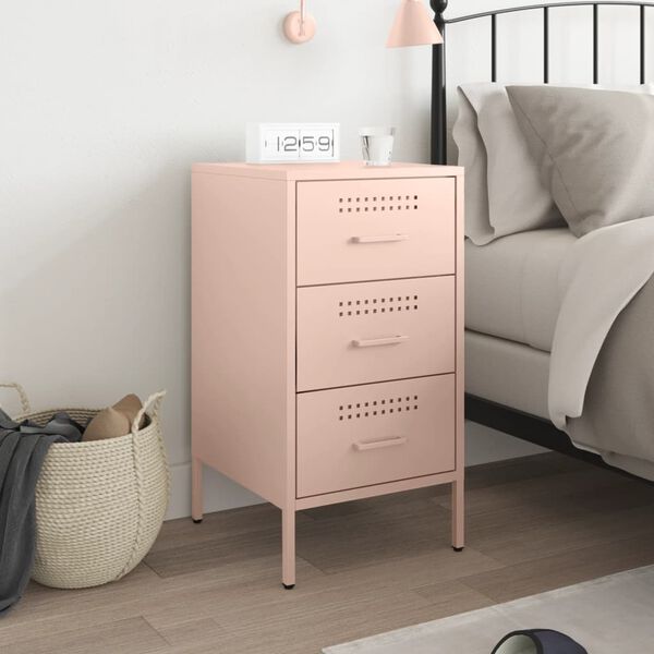 vidaXL Κομοδίνο Ροζ 36x39x68 εκ. από Χάλυβα