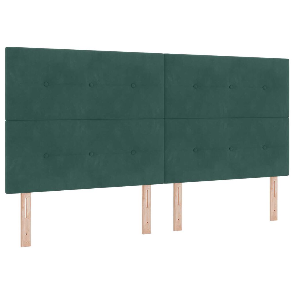 vidaXL Κρεβάτι Box Spring με Στρώμα Σκούρο Πράσινο 200x200 εκ Βελούδο