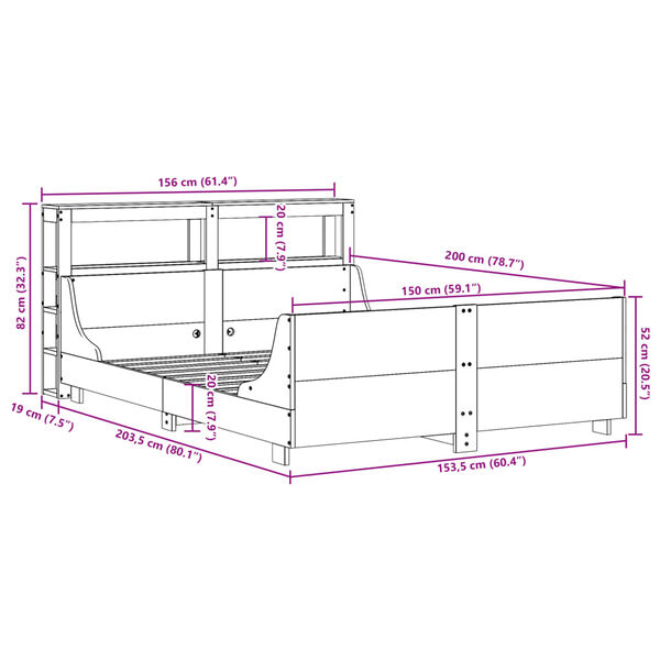 vidaXL Σκελετός Κρεβ. Χωρίς Στρώμα Λευκό 150x200 εκ Μασίφ Πεύκο