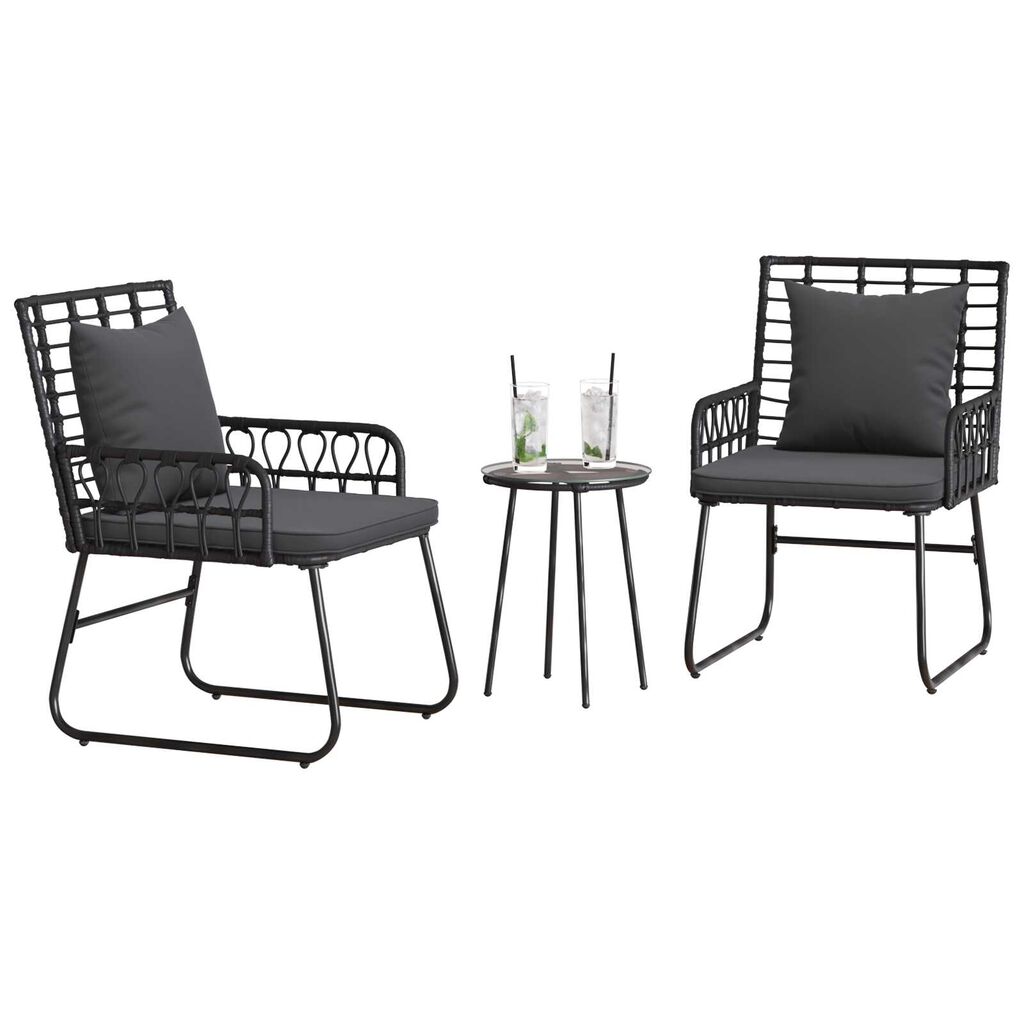 vidaXL Σέτ φαγητού για κήπο 3 pcs Μαύρο, Ανθρακί 35 x 35 x 45 εκ