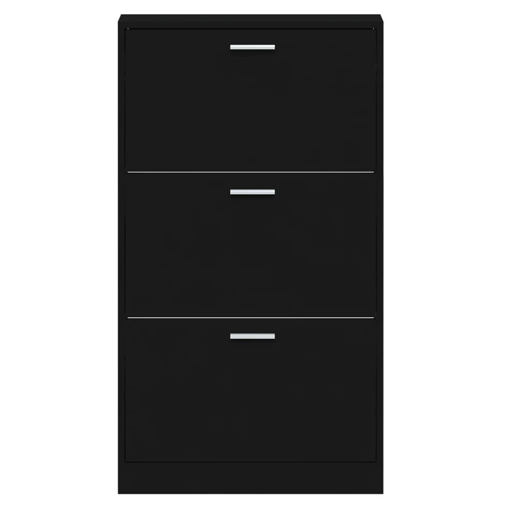 vidaXL Παπουτσοθήκη Μαύρη 59x17x108 εκ. από Επεξεργασμένο Ξύλο
