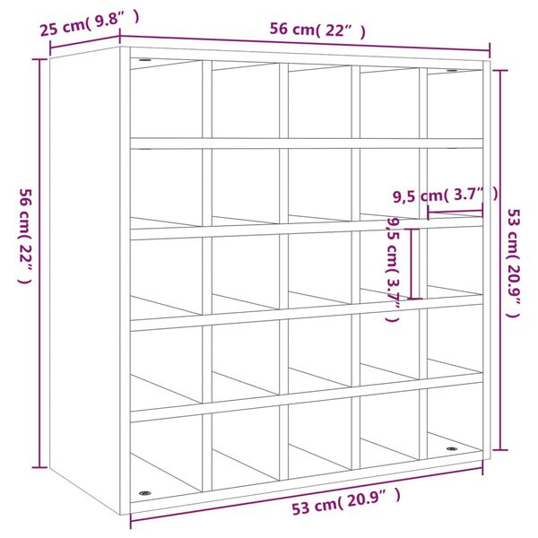 vidaXL Κάβα Κρασιών 56 x 25 x 56 εκ. από Μασίφ Ξύλο Πεύκου