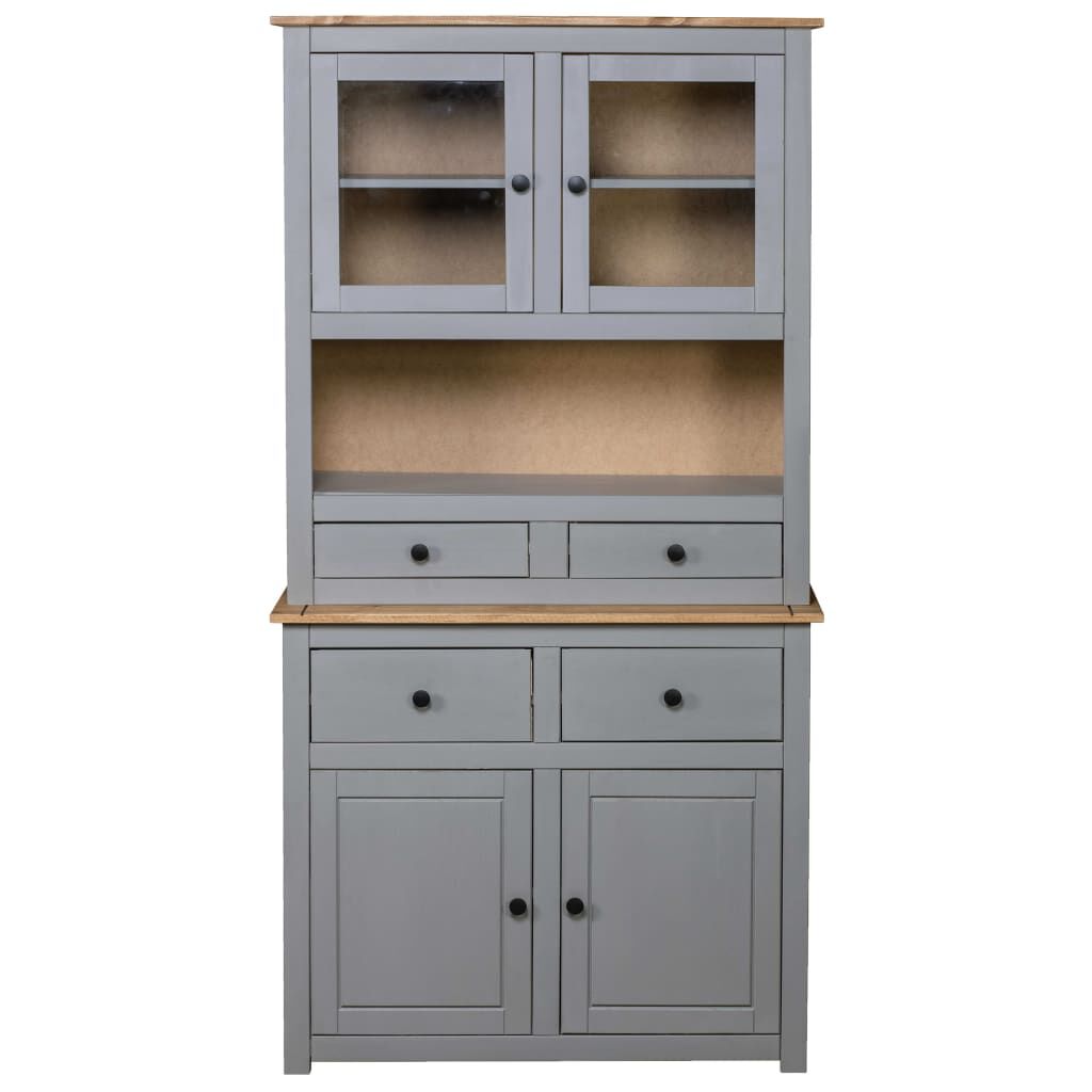 vidaXL Βιτρίνα Γκρι 93 x 40,5 x 180 εκ. Μασίφ Ξύλο Πεύκου Σειρά Panama